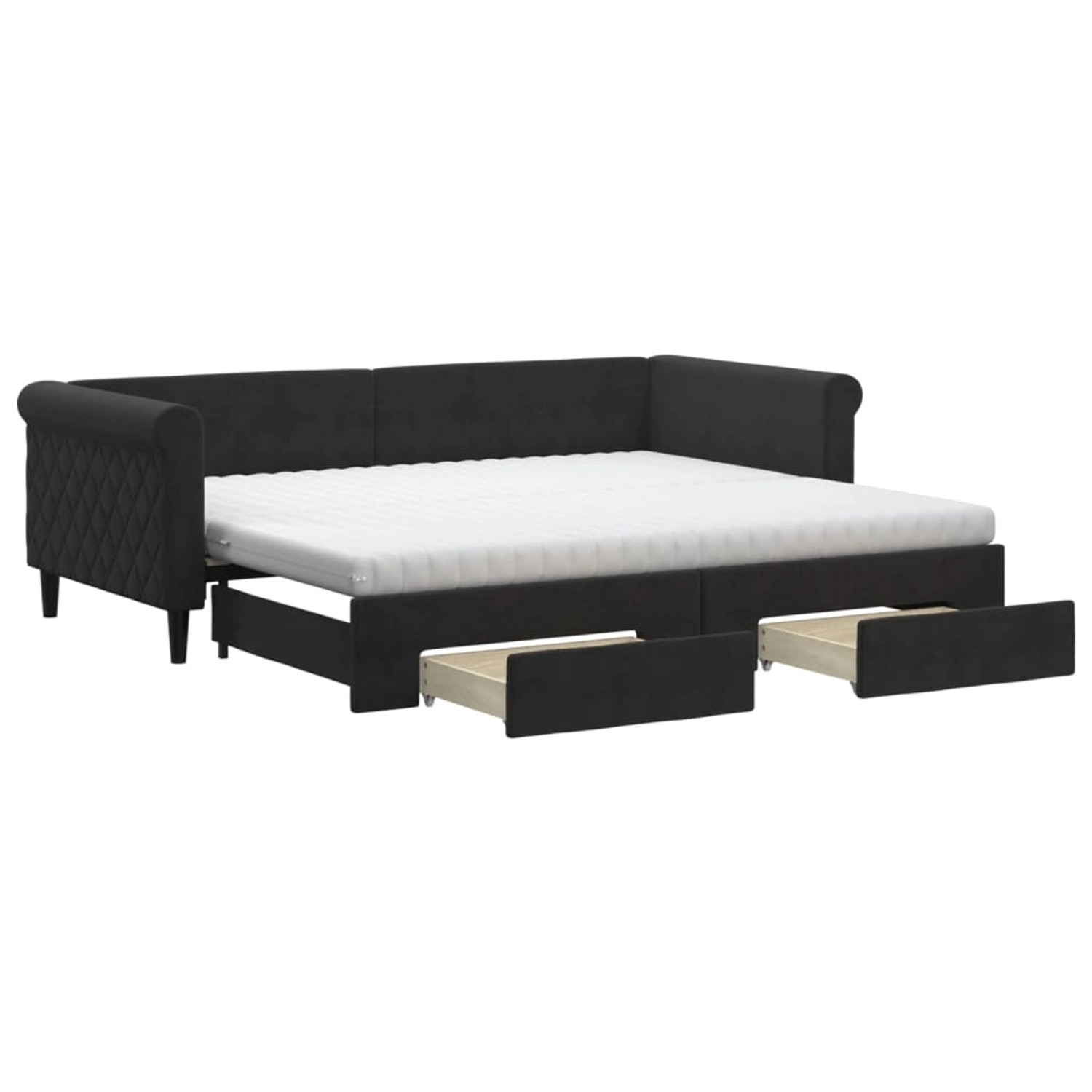 vidaXL Tagesbett Ausziehbar mit Schubladen Schwarz 90x200 cm Samt1885889 günstig online kaufen