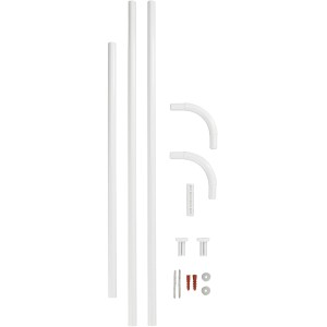 Wenko Winkelstange Universal 20 mm Weiß, Duschstange mit Zubehör zur Eckmontage.