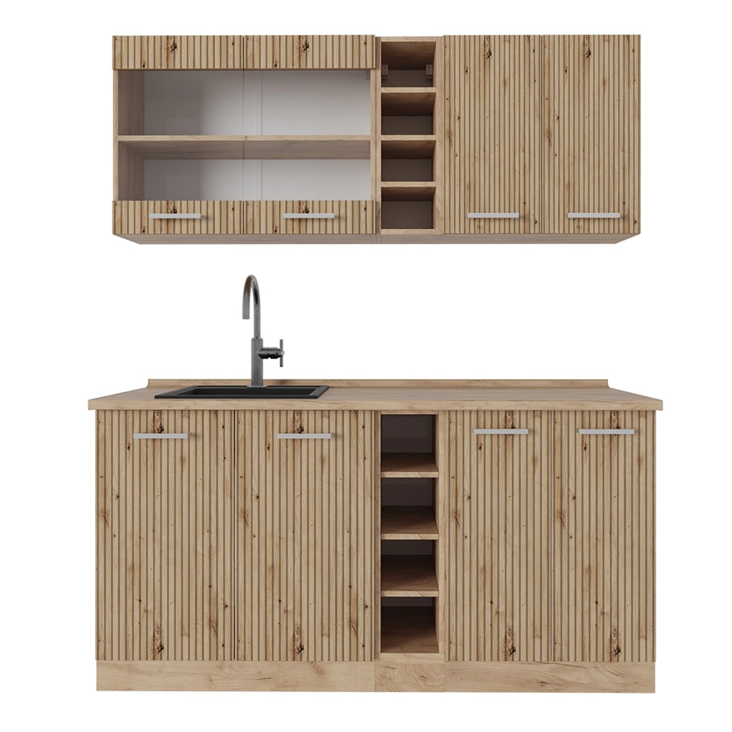 Vicco R-Line Singleküche Artisan-Eiche/Goldkraft Eiche 160 cm AP Eiche günstig online kaufen