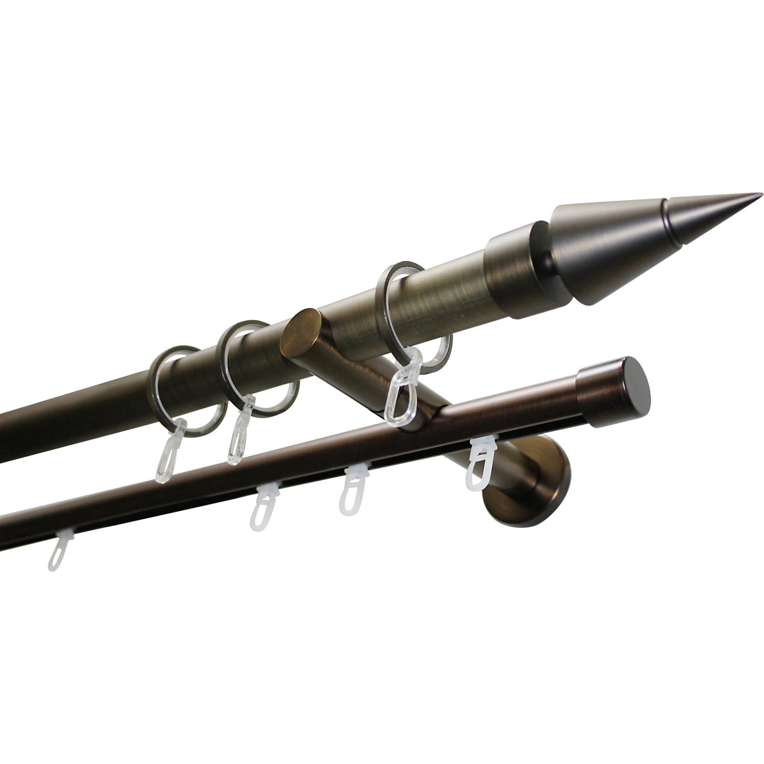 10 Gardinenringe Windsor Bronze für 25 mm Stangen, mit Gleiteinlage und Faltenlegehaken.