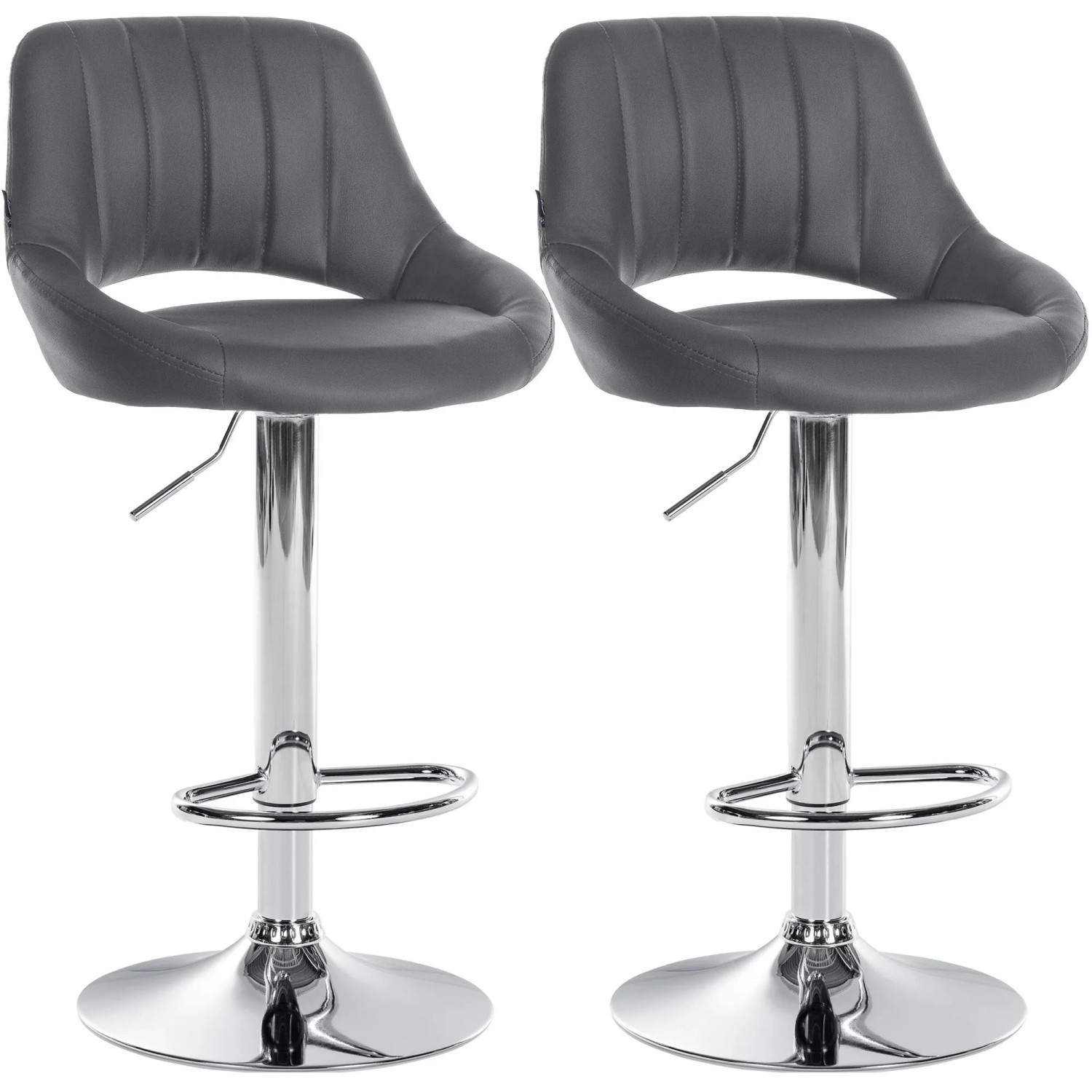 CLP 2er Set Barhocker Milet Kunstleder Metall in Chromoptik/grau