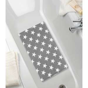 Wenko Wanneneinlage Stella, 70x40 cm, grau mit weißen Sternen, in Badewanne.