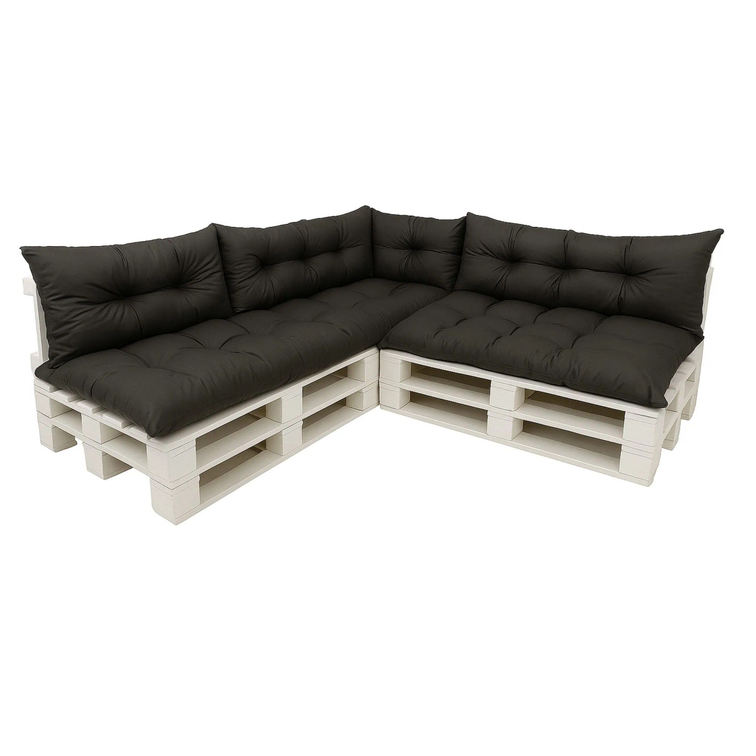 Setgarden Set 7er Palettensofa Kissen Outdoor  120 x 80cm Sitzkissen + Rückenkissen 120 x 40 cm 1tlg Schwarz