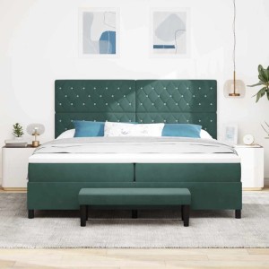 vidaXL Boxspringbett mit Matratze Dunkelgrün 200 x 200 cm Samt 3344471
