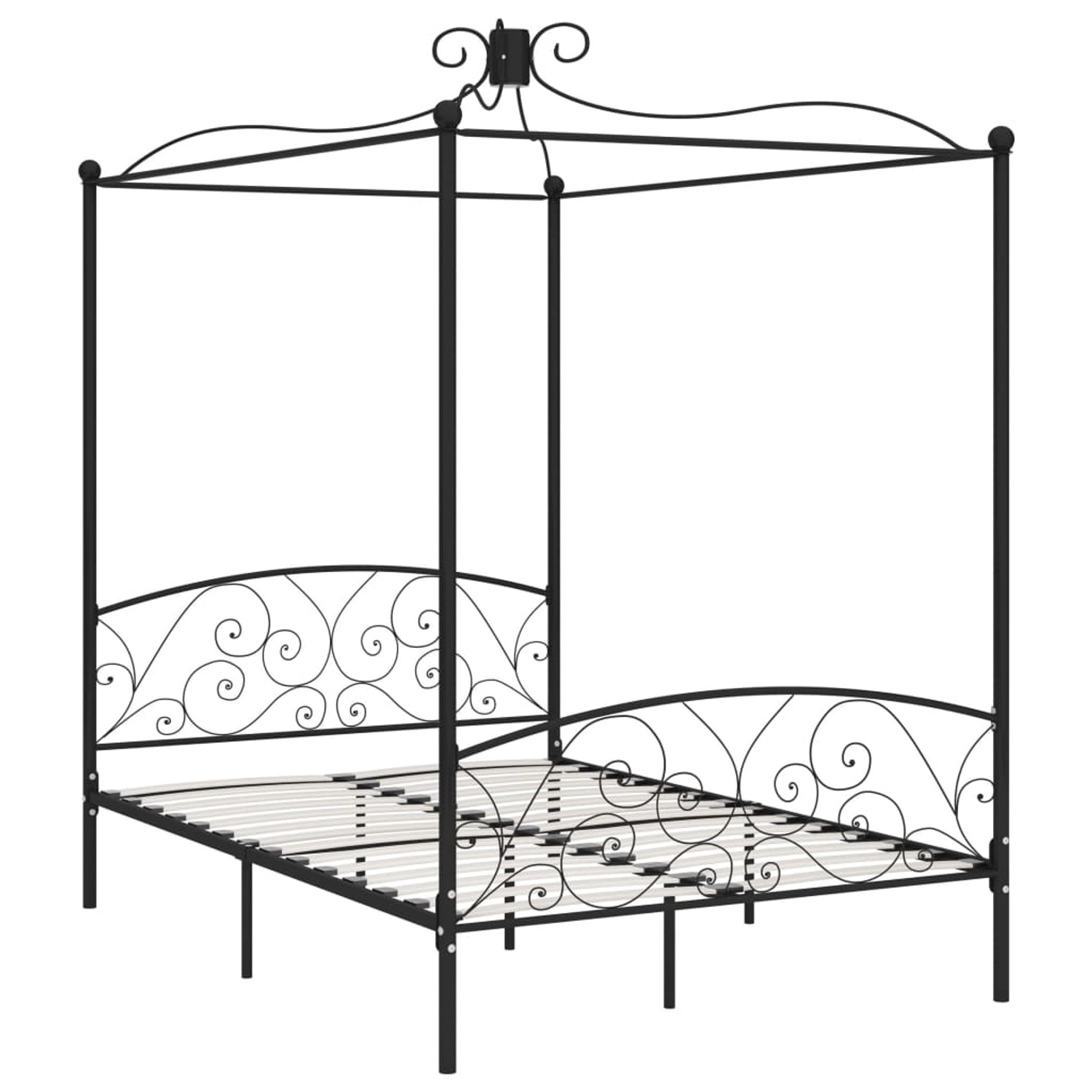Himmelbett-gestell Schwarz Metall 140 X 200 Cm günstig online kaufen
