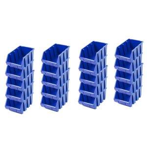 PROREGAL SuperSparSet: 20 blaue Sichtlagerboxen (12,6x17x24cm) aus Polypropylen, gestapelt.