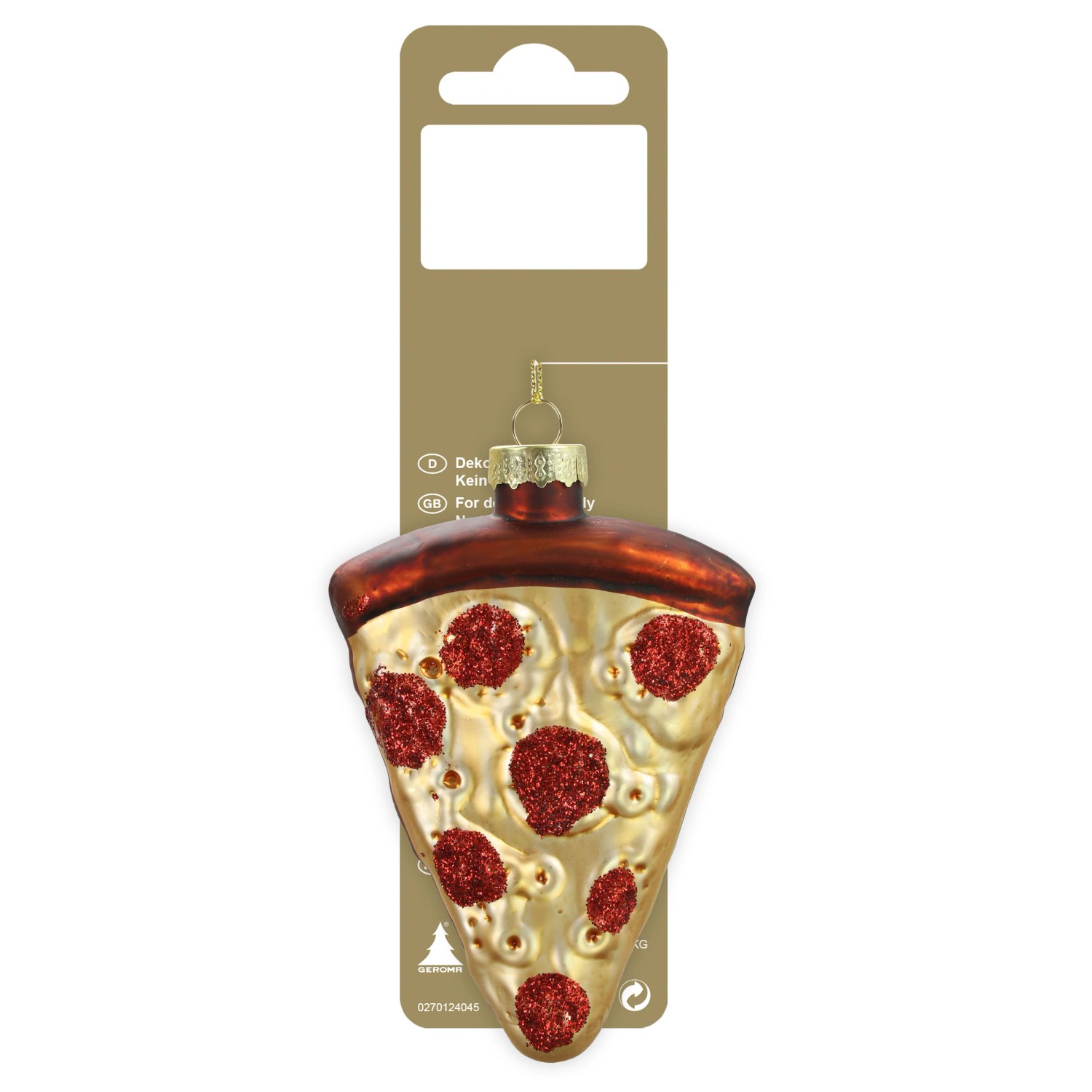 Pizzastück zum Hängen Glas 10,3 cm Gold-Rot