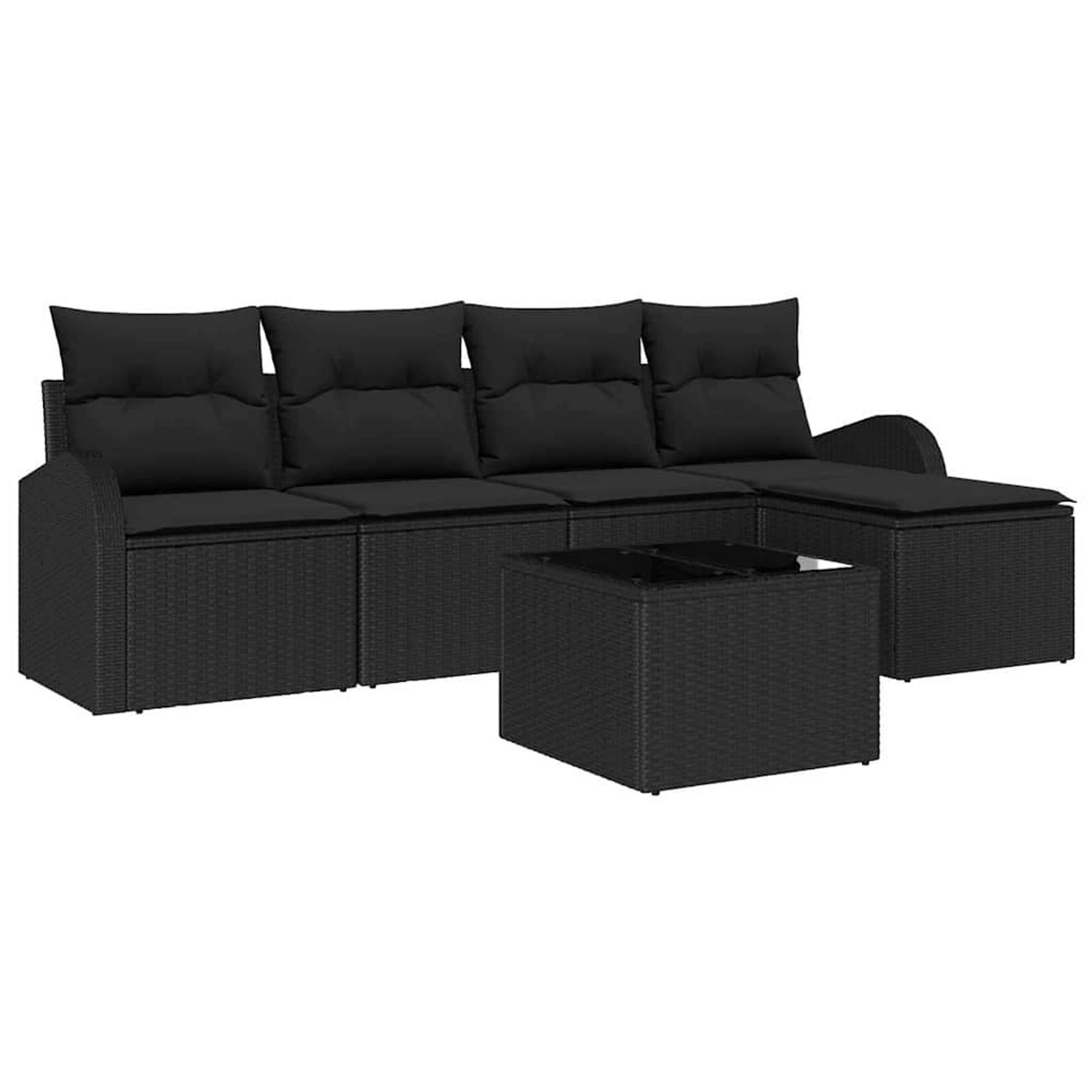 vidaXL Garten-Sofa-Set mit Kissen 6-Tlg Schwarz Poly Rattan 3346013 günstig online kaufen