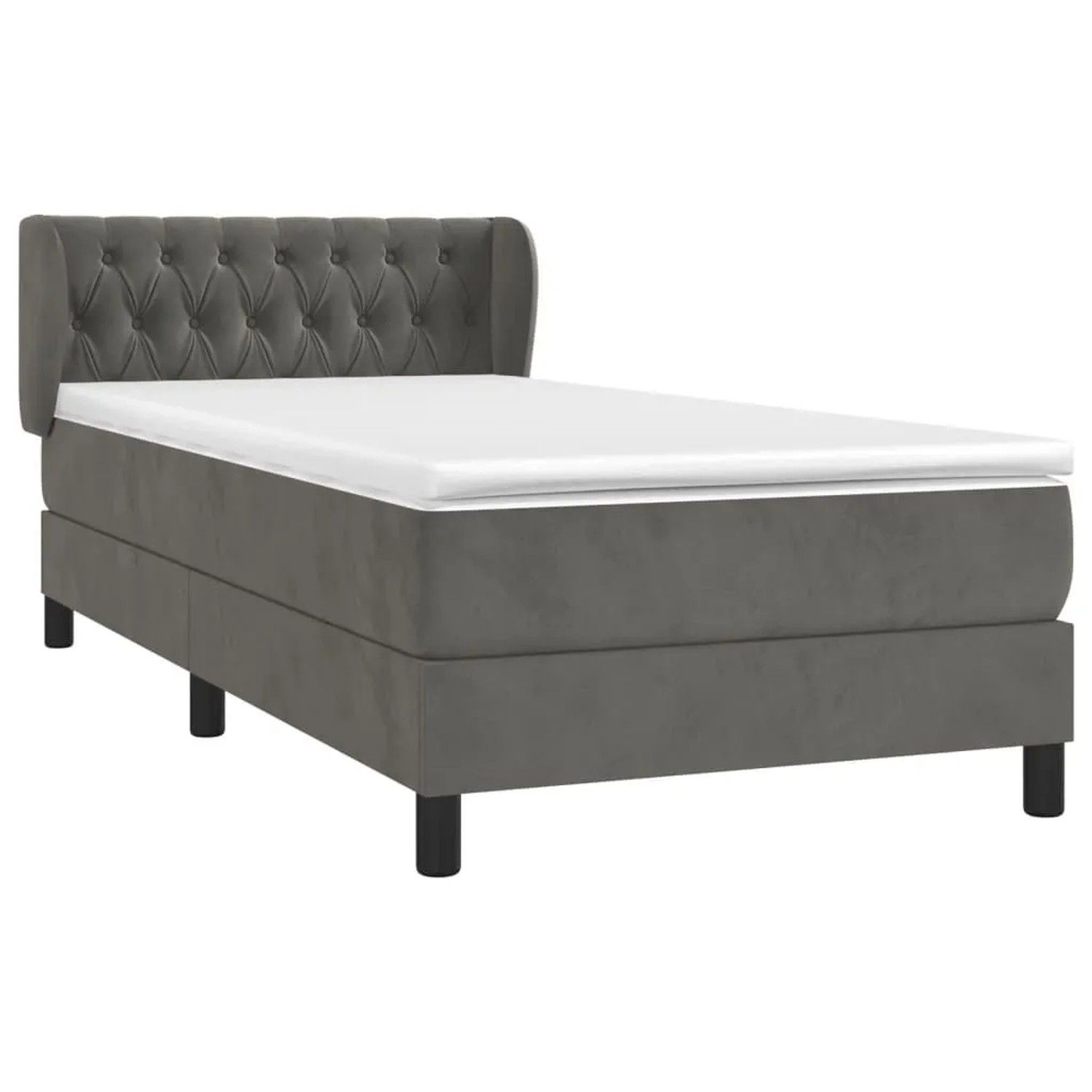 vidaXL Boxspringbett mit Matratze Dunkelgrau 90x200 cm Samt 3127650 günstig online kaufen