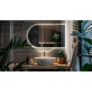 Tulup LED Spiegel Beleuchteter LED Badspiegel 40x70 cm Capsule Spiegel LED Moderner LED Spiegel Kaltweiß 6500K