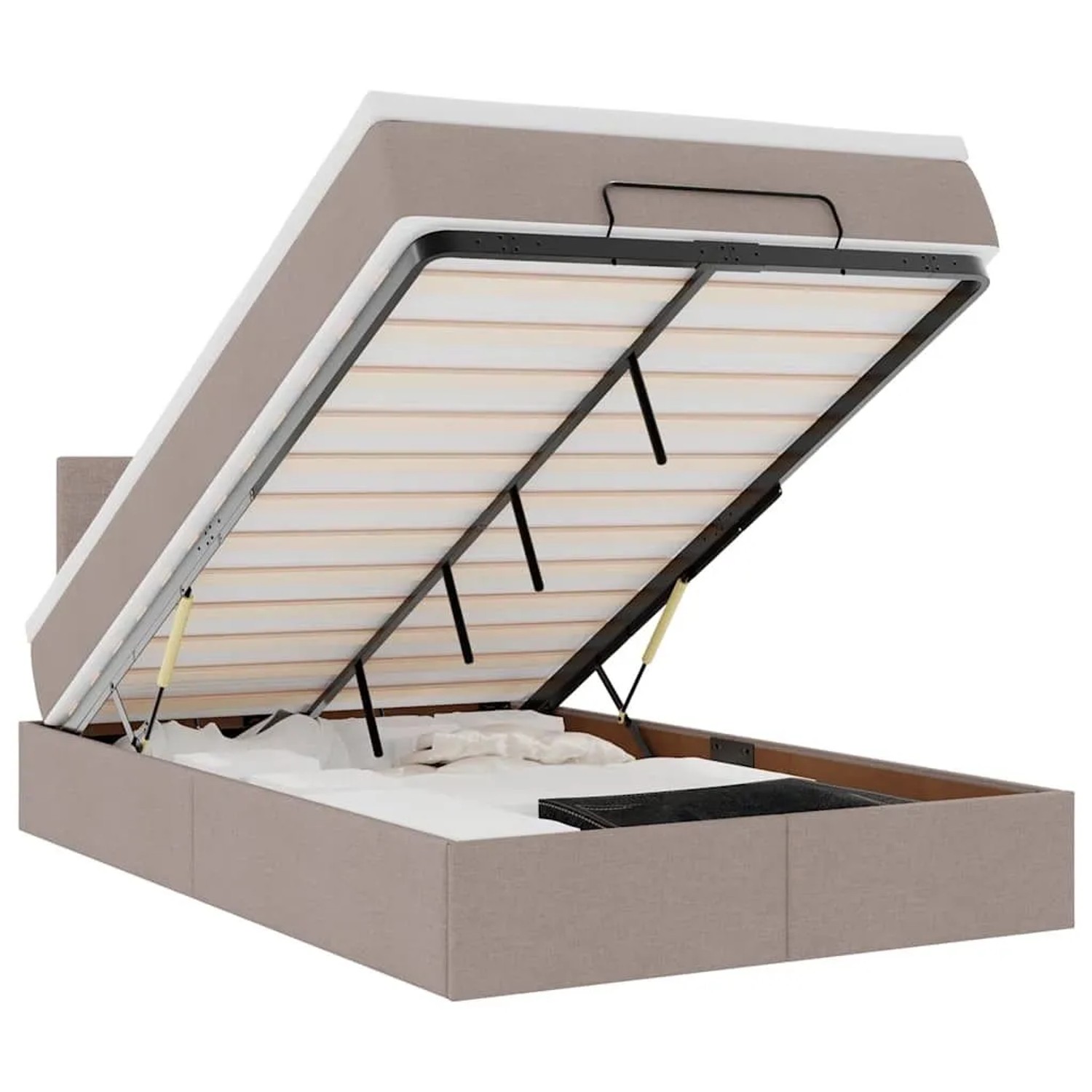 vidaXL Ottoman-Bett mit Matratze Taupe 120x200 cm Stoff 3311370