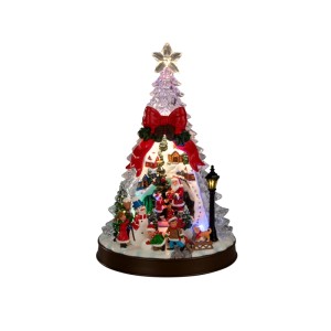 Konstsmide Weihnachtsbaum Szenerie mit 8 bunten LEDs. Detailreiche Innen-Weihnachtsfigur mit leuchtender Winterlandschaft.