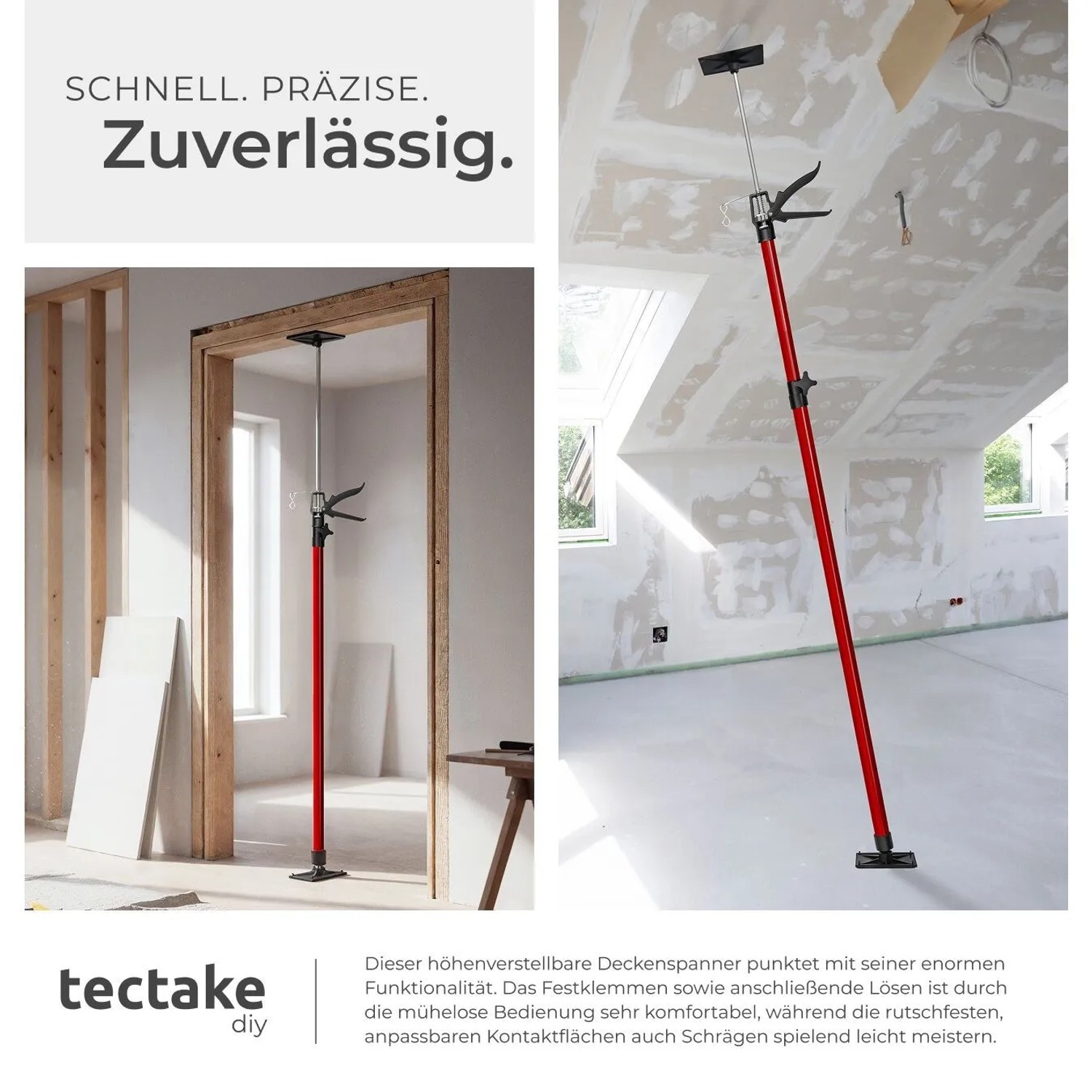 Tectake 4Er Set Teleskopstützen  Stufenlos Höhenverstellbar 115   290 cm  20 x 8 x 115 cm Rot_3