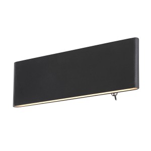 Schwarze LED-Wandleuchte Siegfried, 22,5x8 cm, für indirekte Beleuchtung.