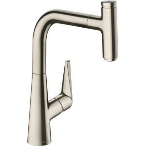 Hansgrohe Talis Select S 220 Küchenarmatur mit Ausziehauslauf, Edelstahl-Optik.