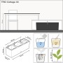 Lechuza Trio Cottage Pflanzkübel, weiße Flechtoptik, Maße und Füllmengen dargestellt.