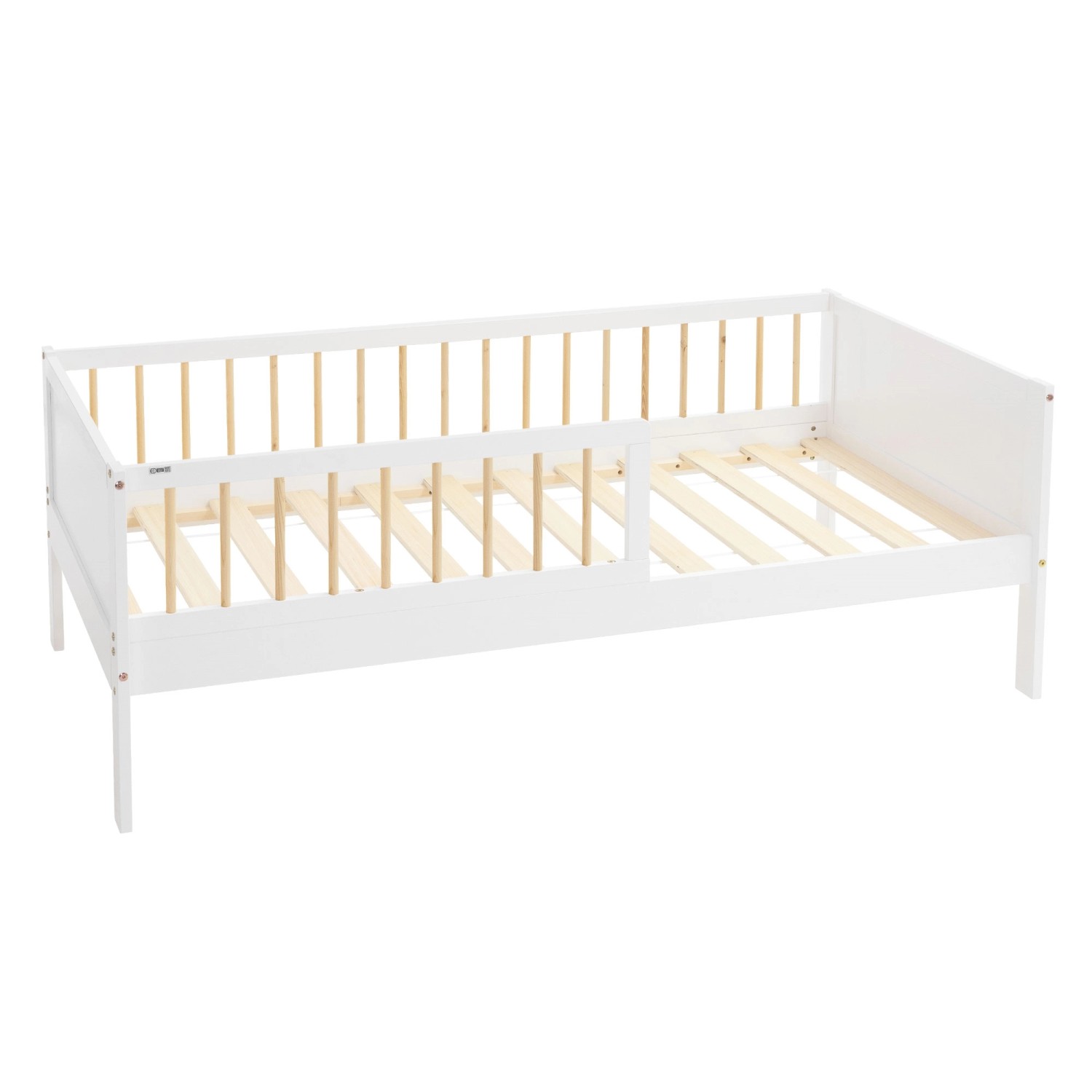ML-Design Kinderbett 80x160 cm Weiß-Natur Einzelbett für Kinder günstig online kaufen