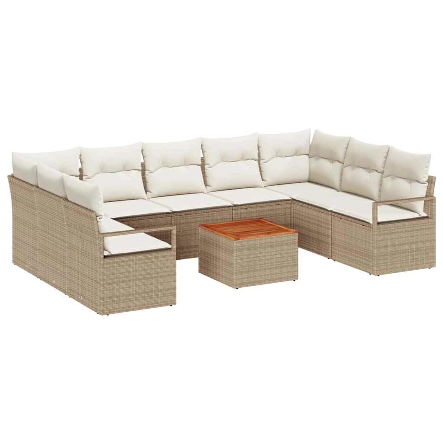vidaXL Garten-Sofa-Set mit Kissen 10-Tlg Beige Poly Rattan 3347750 günstig online kaufen