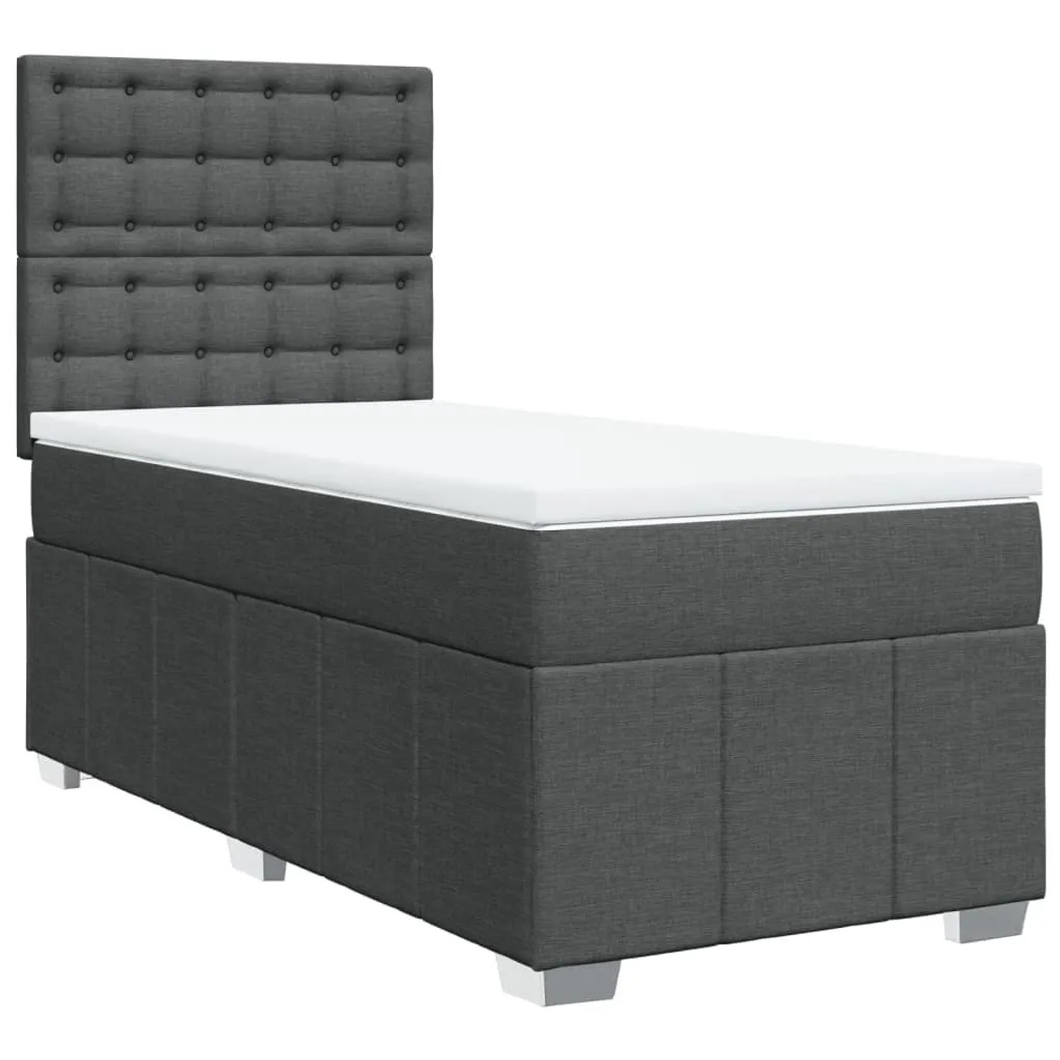 vidaXL Boxspringbett mit Matratze Dunkelgrau 100x200 cm Stoff 3291594