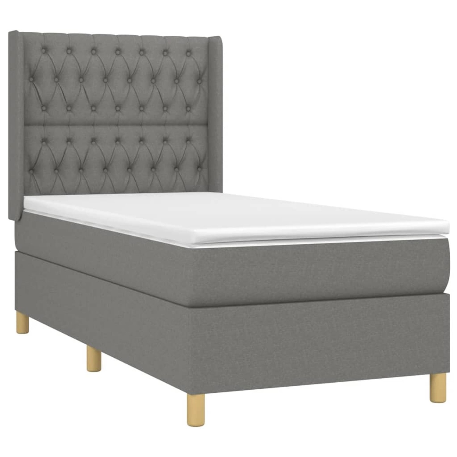 vidaXL Boxspringbett mit Matratze & LED Dunkelgrau 90x190 cm Stoff 3139078 günstig online kaufen