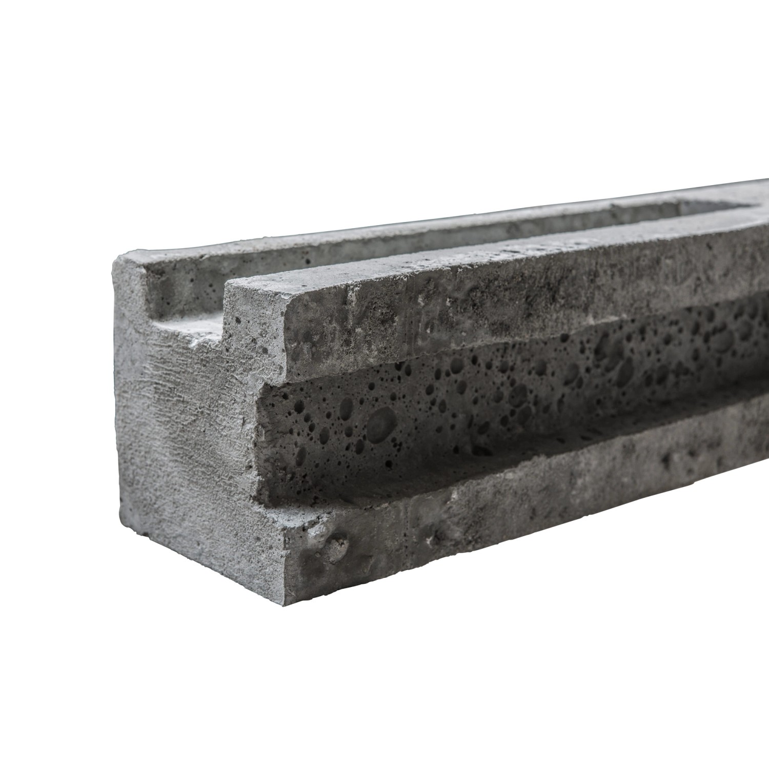 Betongrauer Betonzaun-Eckpfosten, doppelseitig, 130 cm hoch, für Sichtschutzzäune.