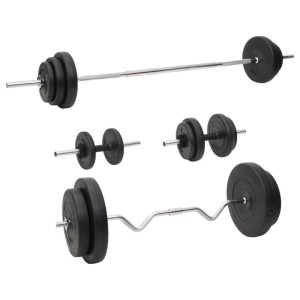 vidaXL Langhantel und Kurzhantel mit Gewichten 90 kg 3145030