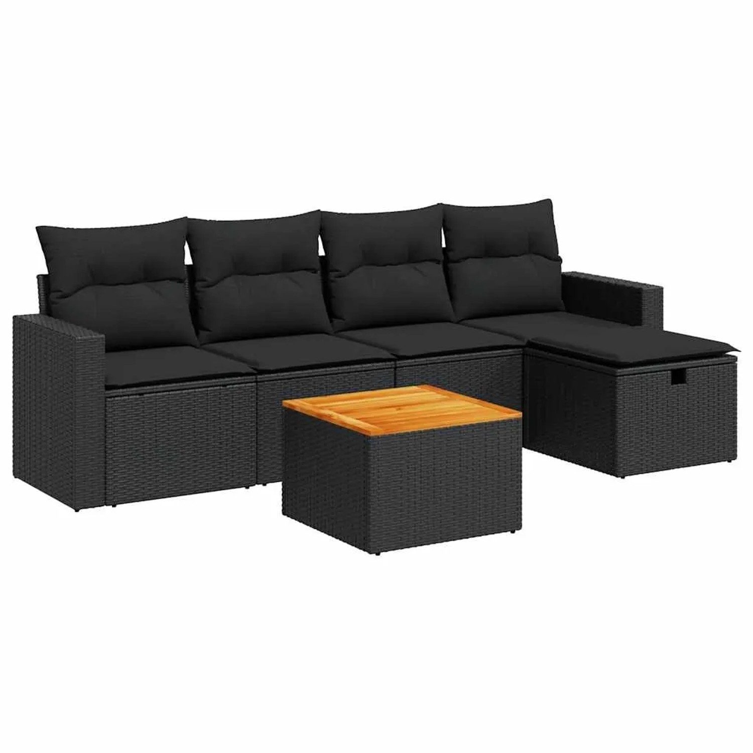 Thumbnail - vidaXL 6-Tlg Garten-Sofagarnitur mit Kissen Schwarz Poly Rattan 3325779