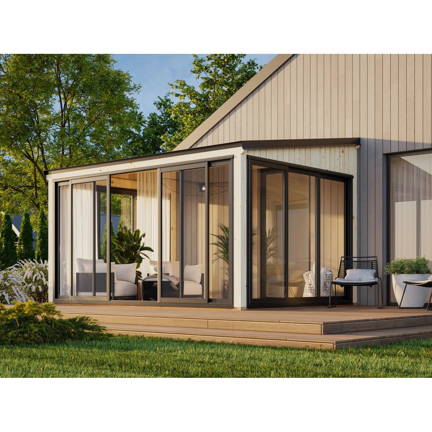 Palmako Holz-Gartenhaus Lumi Slide Pultdach Unbehandelt 420 cm x 297 cm 11,6 m²