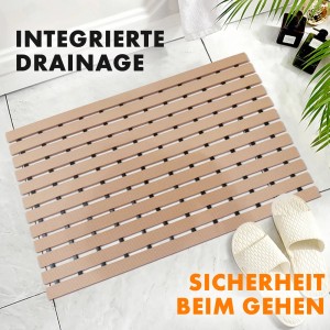 Beige KARAT Fußmatte mit Drainage, antibakteriell, 61x350cm, für Nassbereiche.