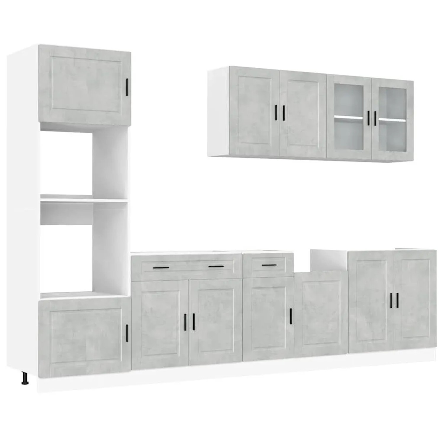 vidaXL 7 Tlg Küchenschrank-Set Kalmar Betongrau Holzwerkstoff 3314755
