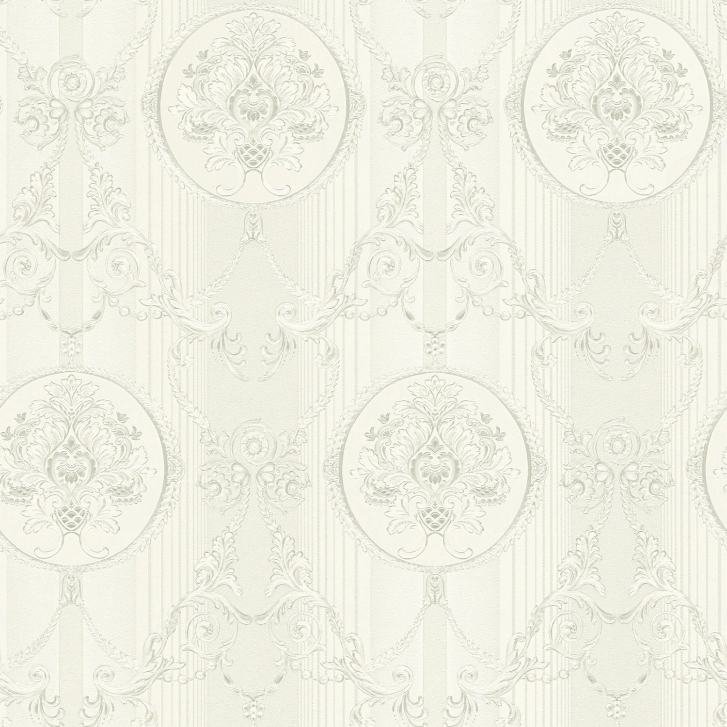 Bricoflor Neobarock Tapete Edel Vlies Barocktapete in Weiß Grau für Schlafzimmer und Esszimmer Elegante Vliestapete mit 