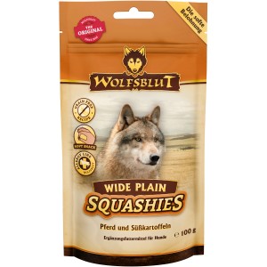 Wolfsblut Hundesnack Squashies Wide Plain, 100g. Getreidefreie Hunde-Belohnungssnacks mit Pferd & Süßkartoffel.