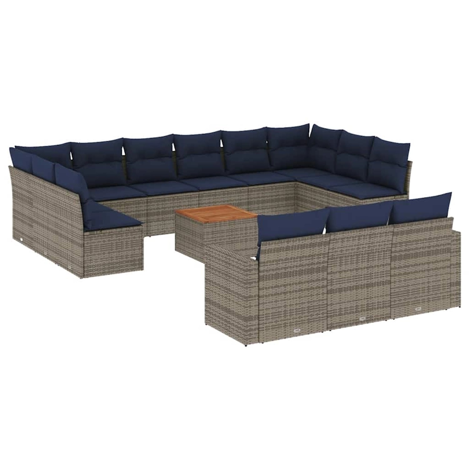 vidaXL 14-Tlg Garten-Sofagarnitur mit Kissen Grau Poly Rattan 3256698 günstig online kaufen