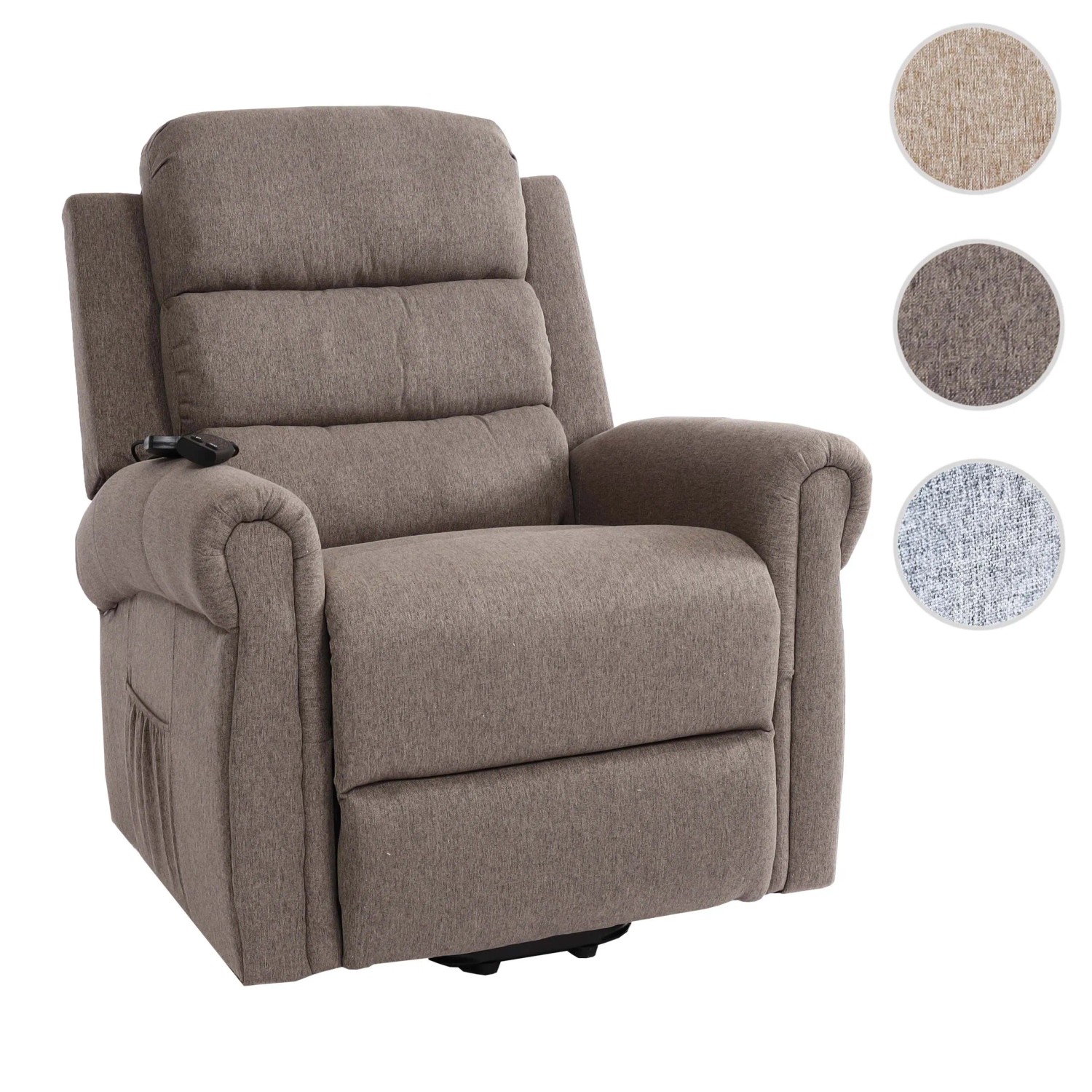 Berlinlodge Massage-Fernsehsessel HxBxT 144x83x83 cm Sitzhöhe 50 cm Liegefunktion Aufstehhilfe Heizfunktion Stoff/Textil Beige-Braun Massagesessel_9