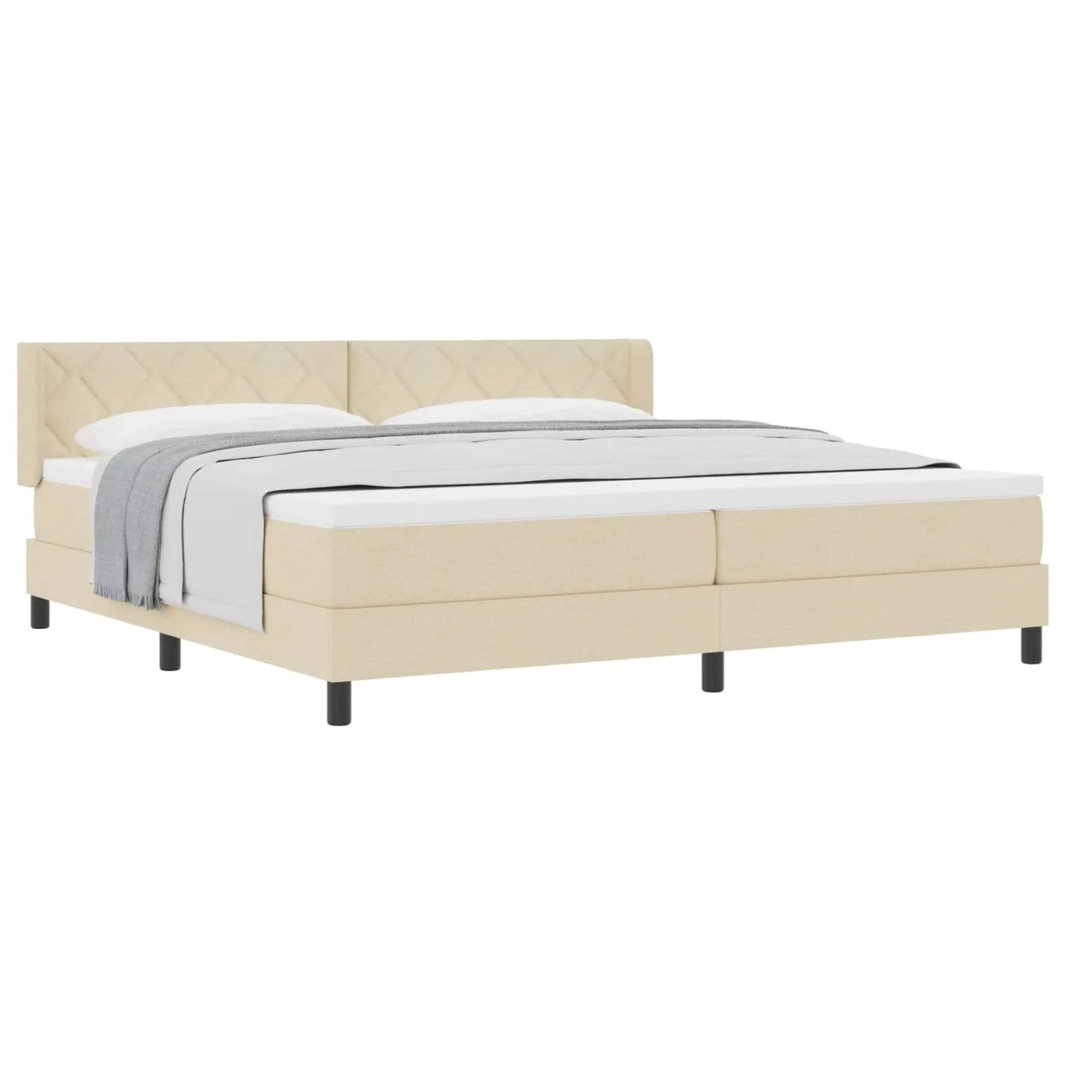 vidaXL Boxspringbett mit Matratze Creme 200 x 200 cm Polyester 3341193