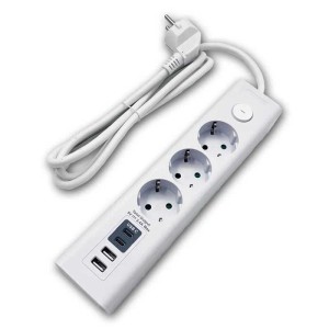 ChiliTec Steckdosenleiste 3-fach mit USB-A&C + Schalter