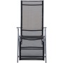 Grauer Garden Pleasure Relaxsessel Ariola, klappbar, mit Aluminiumgestell und schwarzer Textilbespannung.