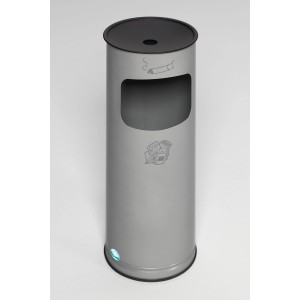 PROREGAL Klassischer Runder Kombiascher HxBxT 61 x 25 x 25 cm Verzinkter Stahl Silber