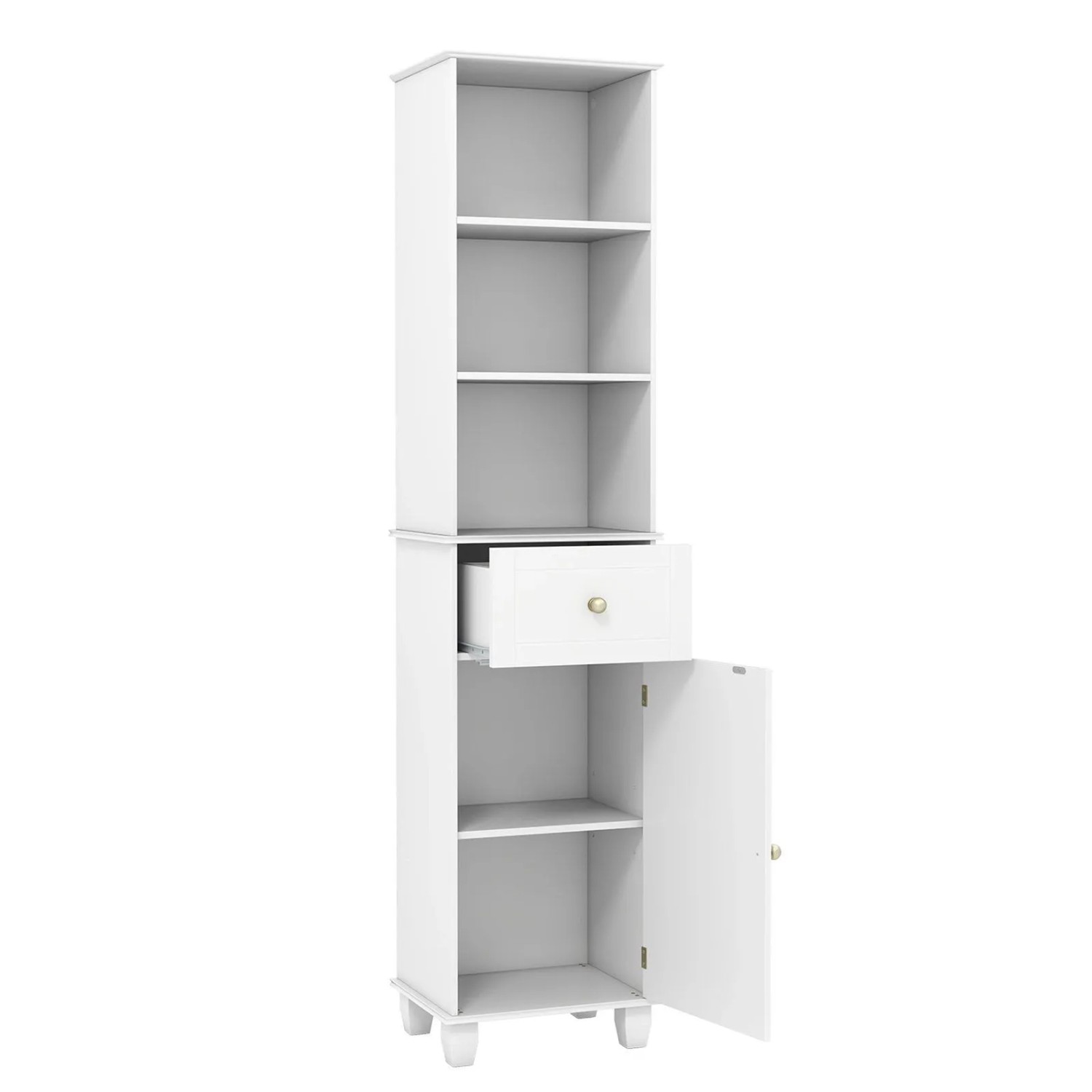Costway Badezimmerschrank Schmal Hochschrank mit Verstellbarem Regal Weiß