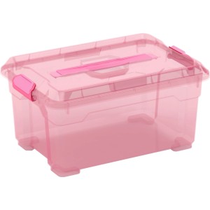 Clipbox Moover XS in Fuchsia: Aufbewahrungsbox mit Deckel und Griff.