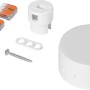 Weißes Verteilerbaldachin-Set (Ø 70mm, 8-teilig) mit Zubehör zur Deckenmontage.