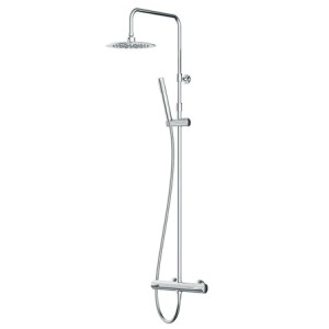 AM.PM Duschsystem Spike mit Thermostat, Regendusche, Chrom. Brauseset mit Kopf- und Handbrause.