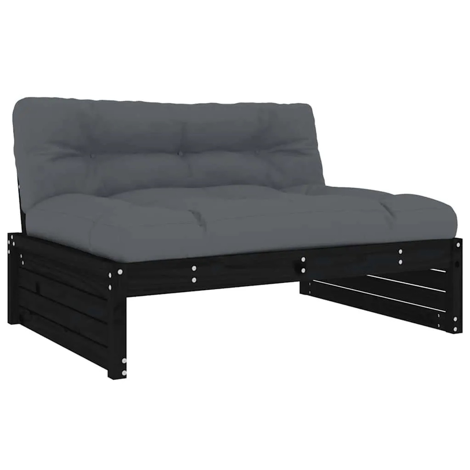 vidaXL Mittelsofa Schwarz 120x80 cm Massivholz Kiefer 825762
