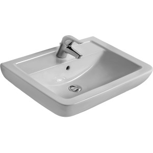 Ideal Standard Eurovit Plus Waschbecken, 60 cm, weiß, mit Armatur.