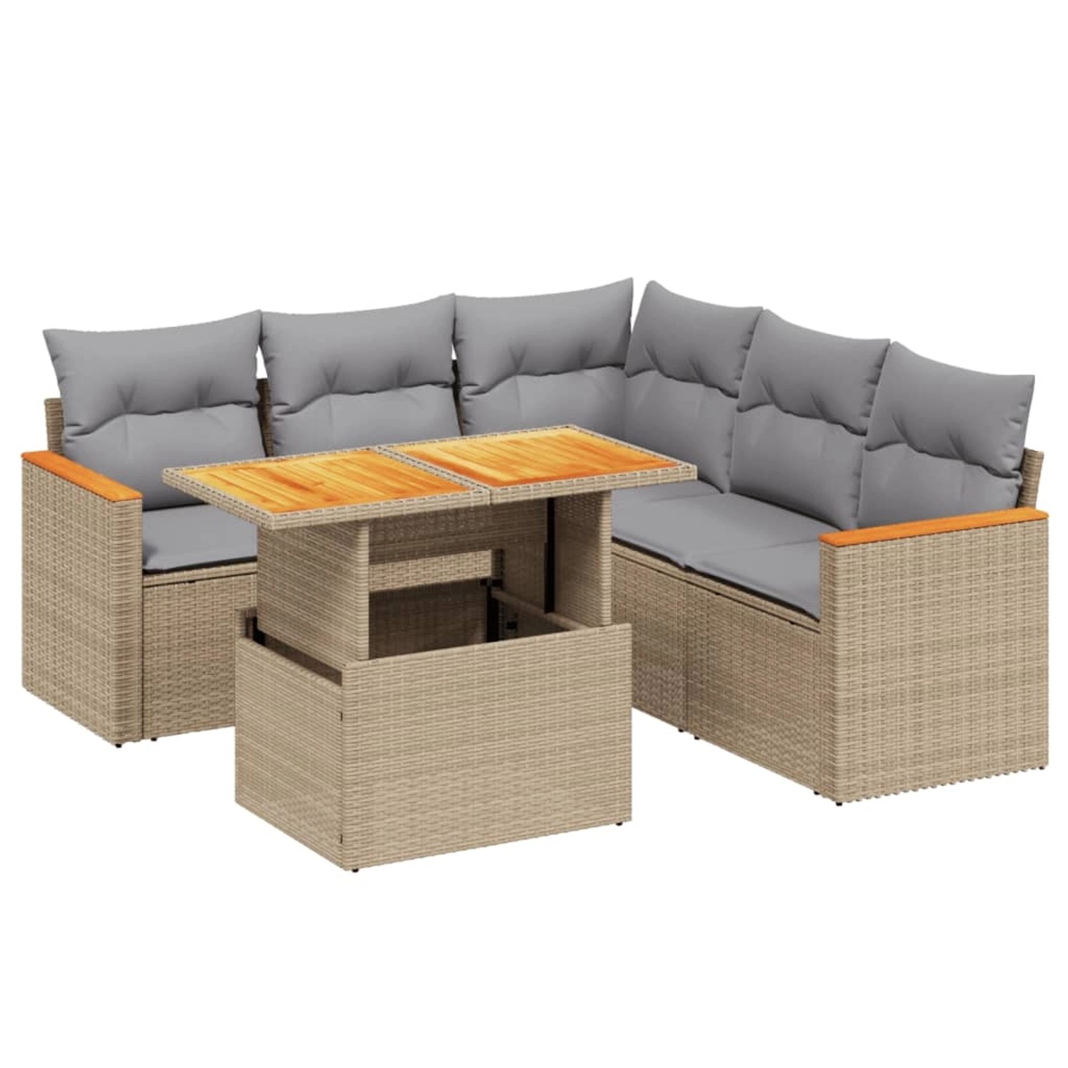 vidaXL 6-tlg Garten-Sofagarnitur mit Kissen Beige Poly Rattan Modell 353 günstig online kaufen