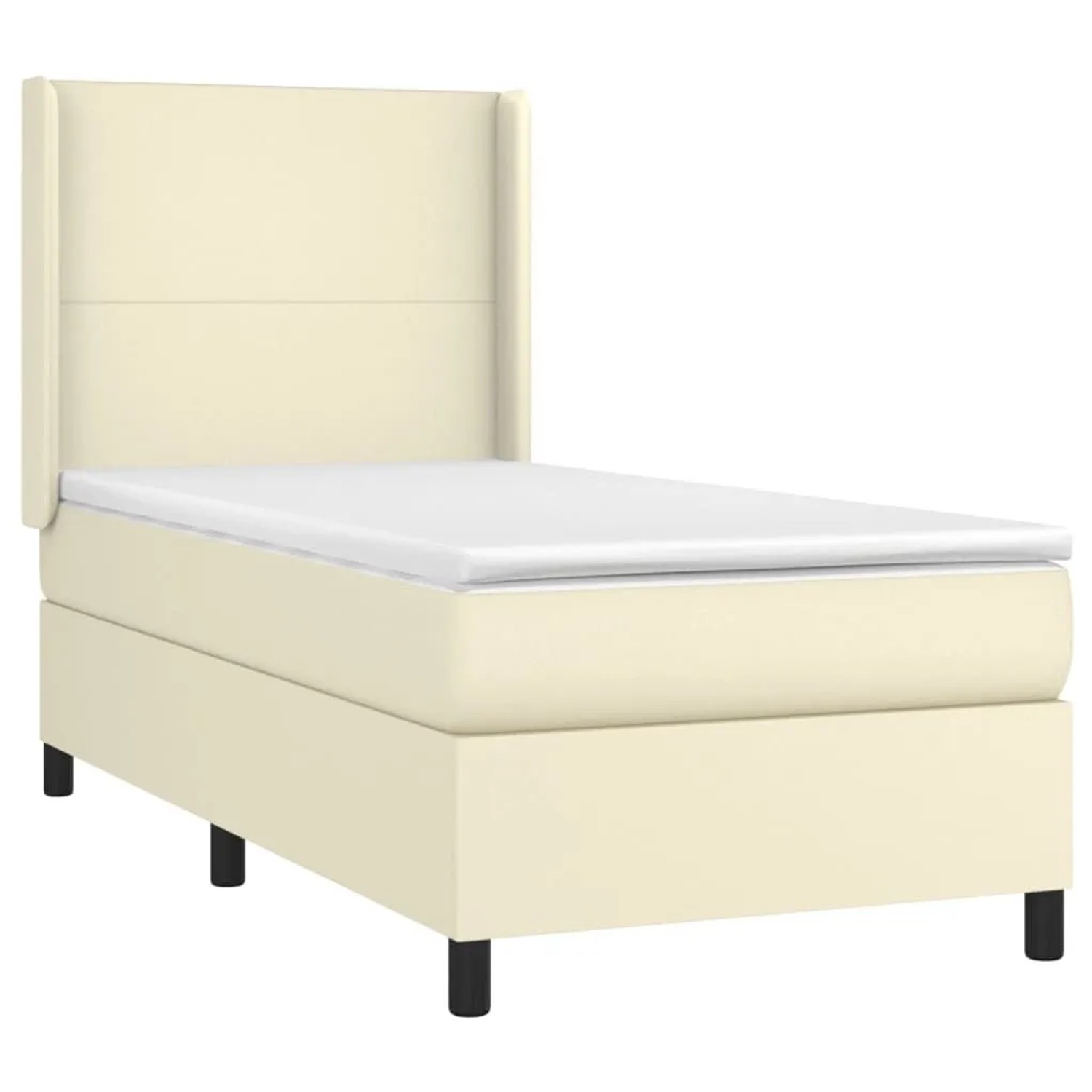 vidaXL Boxspringbett mit Matratze Creme 100x200 cm Kunstleder 3132365