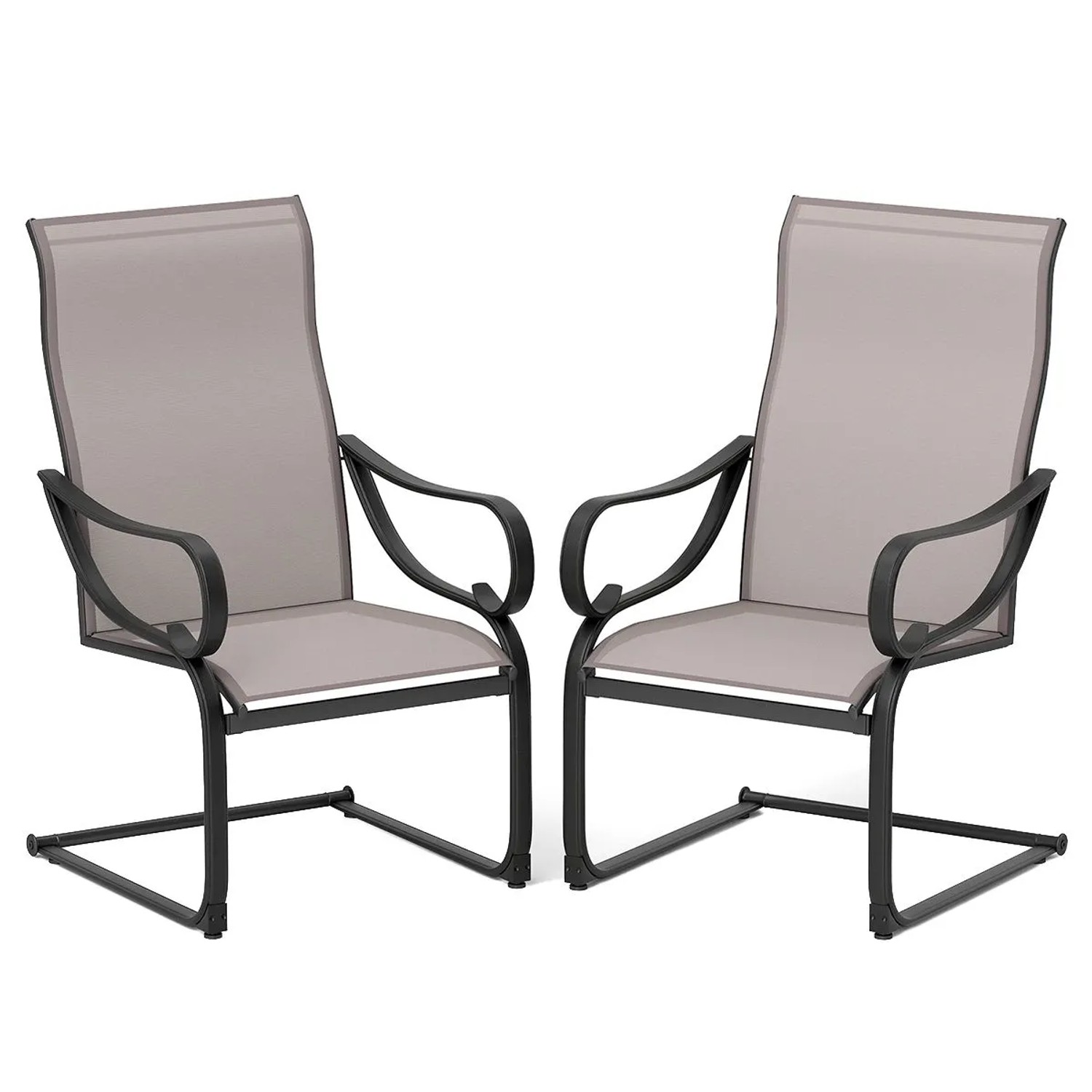 Costway 2er Set Gartenstühle Freischwinger mit Netzgewebe Sitzfläche