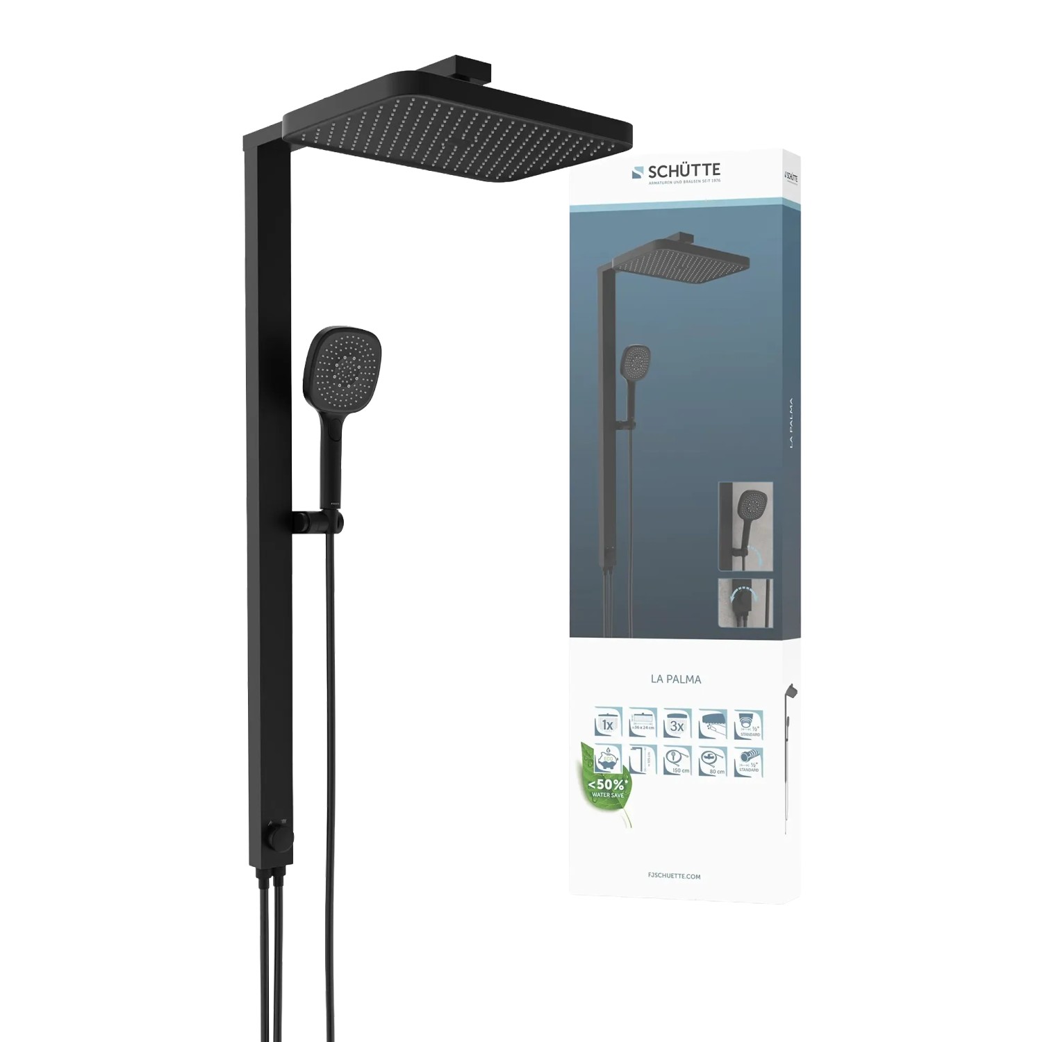 Schütte Überkopfbrause-Set La Palma Schwarz Matt