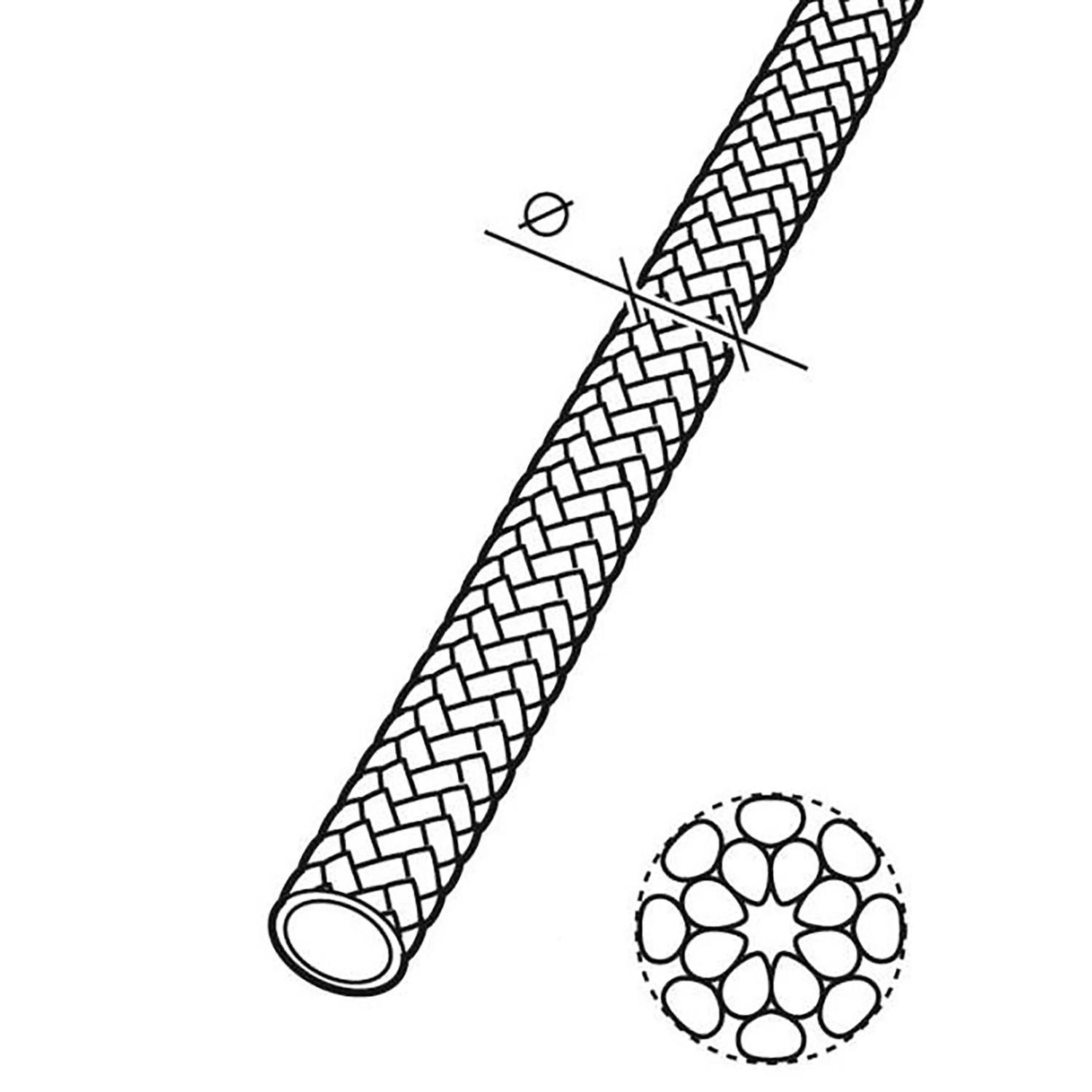 Abbildung eines weißen, geflochtenen Conacord Polyesterseils (Ø 1,7 mm) als Meterware.
