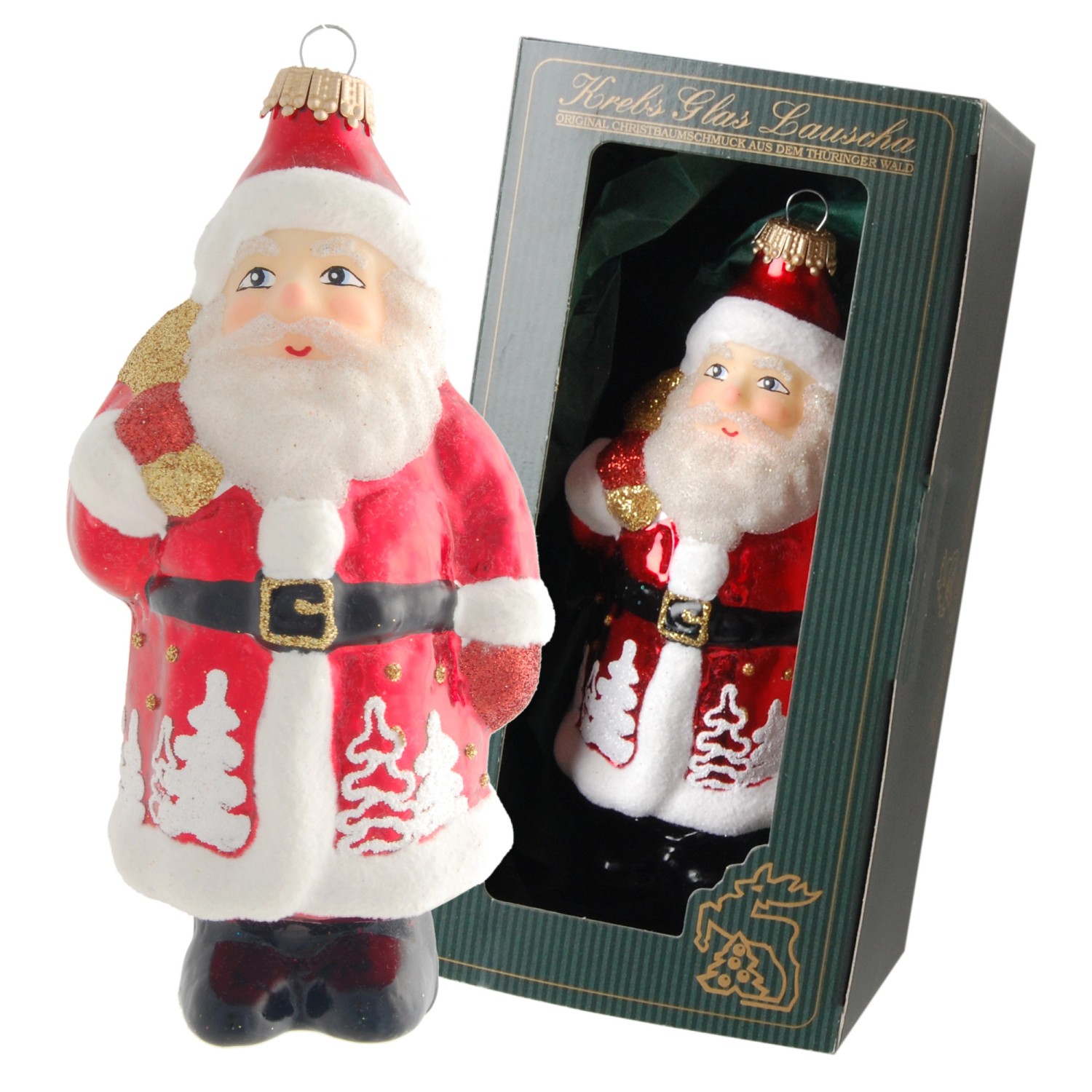 Krebs Glas Lauscha Weihnachtsornament Santa 1-tlg. 15cm